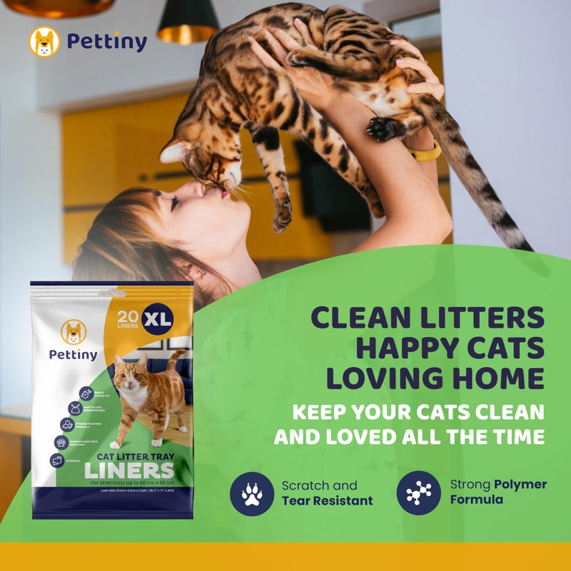 Pettiny 20 XL Cat Litter Box Liners with Drawstrings - Scratch Resistant Cat Litter Bags for an Extra Large Litter Pan - Image 5